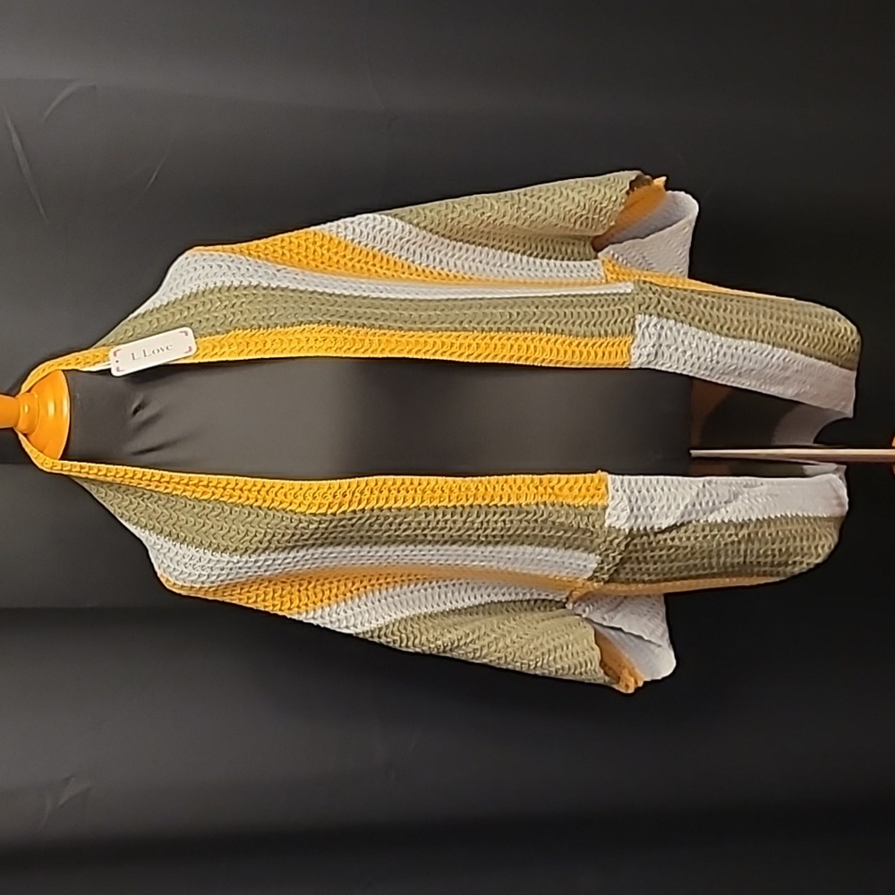 Oversized Striped Cocoon Wrap Cardigan